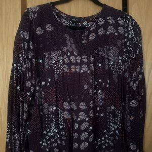 Rue21 Dark Purple Patterned Blouse